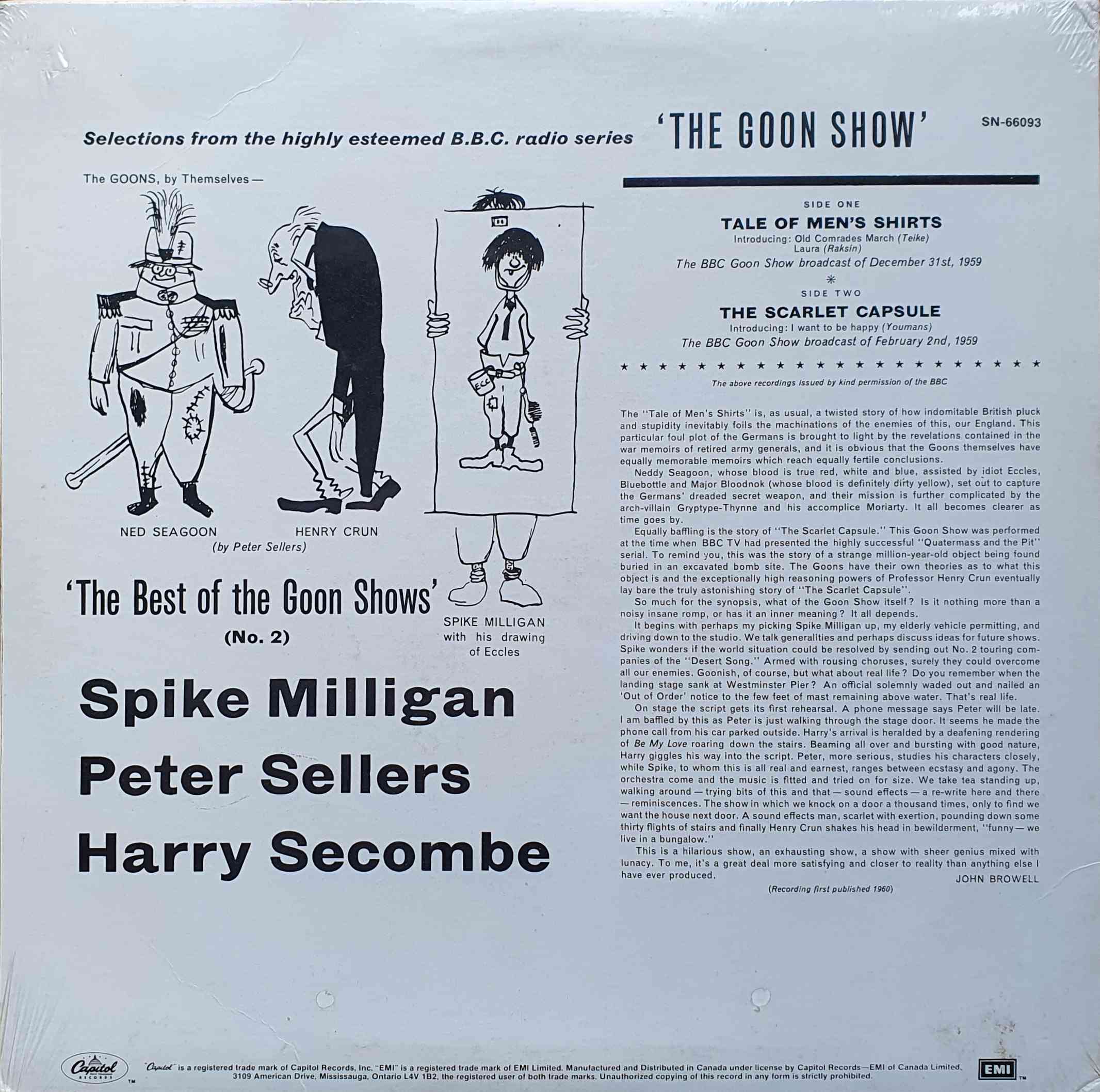 Picture of SN - 66093 The best of the Goon shows No 2 by artist Spike Milligan / Peter Sellers / Harry Secombe from the BBC records and Tapes library